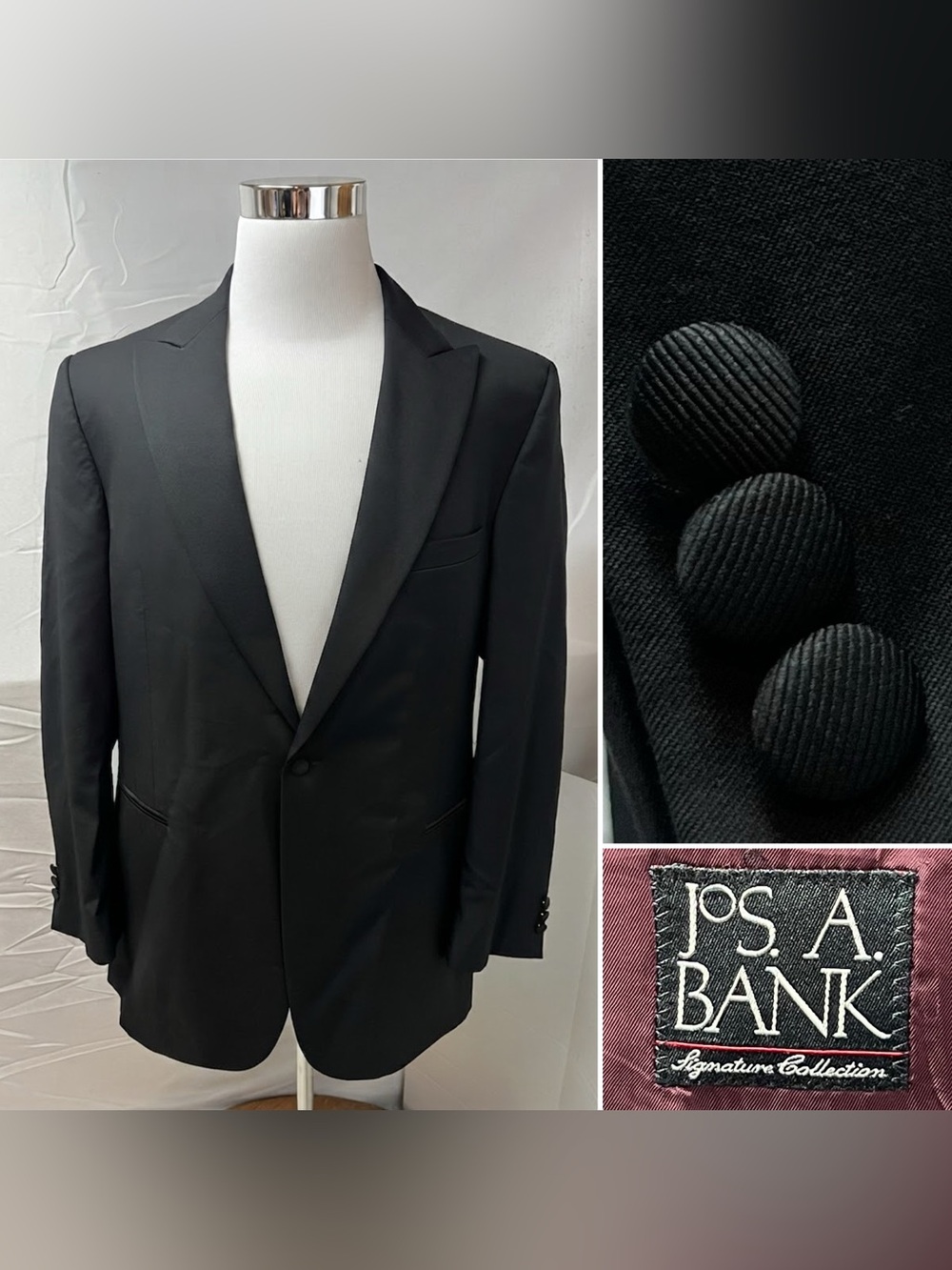 Jos. A. Bank Men’s 44L Black Tuxedo Jacket Peak Lapel